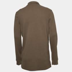 Pre Owned Polo Ralph Lauren Brown Cotton Pique Long Sleeve Polo T-Shirt M