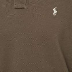 Pre Owned Polo Ralph Lauren Brown Cotton Pique Long Sleeve Polo T-Shirt M