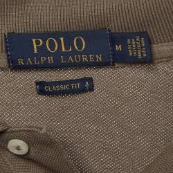 Pre Owned Polo Ralph Lauren Brown Cotton Pique Long Sleeve Polo T-Shirt M