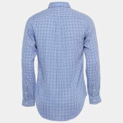 Pre Owned Polo Ralph Lauren Blue Checked Cotton Button Front Shirt S