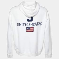 Pre Owned Polo Ralph Lauren Vintage White Embroidered Knit Hoodie XL