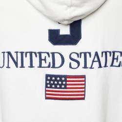 Pre Owned Polo Ralph Lauren Vintage White Embroidered Knit Hoodie XL