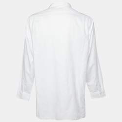 Pre Owned Polo Ralph Lauren White Patterned Linen Shirt 2XL