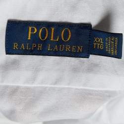 Pre Owned Polo Ralph Lauren White Patterned Linen Shirt 2XL
