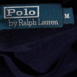 مملوكة مسبقًا Polo Ralph Lauren Navy Blue Cotton & Cashmere V-Neck Jumper M