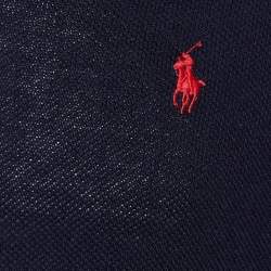 مملوكة مسبقًا Polo Ralph Lauren Navy Blue Cotton & Cashmere V-Neck Jumper M