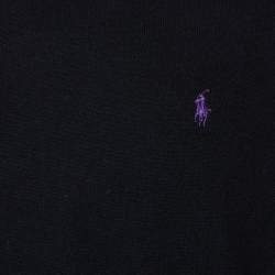 Pre Owned Polo Ralph Lauren Black Merino Wool Crew Neck Sweater S