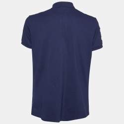 Polo Ralph Lauren Navy Blue Cotton Custom Fit Polo T-Shirt L