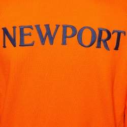 Pre Owned Polo Ralph Lauren Orange Cotton Embroidered Zip Up Jacket M