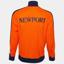 Pre Owned Polo Ralph Lauren Orange Cotton Embroidered Zip Up Jacket M