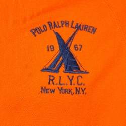 Pre Owned Polo Ralph Lauren Orange Cotton Embroidered Zip Up Jacket M