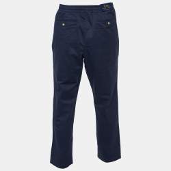 مملوكة مسبقًا Polo Ralph Lauren Navy Blue Cotton Stretch Classic Fit Trousers L
