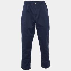 مملوكة مسبقًا Polo Ralph Lauren Navy Blue Cotton Stretch Classic Fit Trousers L