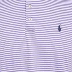 Pre Owned Polo Ralph Lauren Purple Striped Cotton Polo Classic Fit T-Shirt M