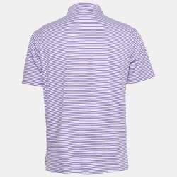 Pre Owned Polo Ralph Lauren Purple Striped Cotton Polo Classic Fit T-Shirt M