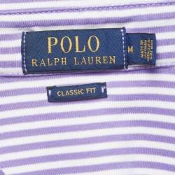 Pre Owned Polo Ralph Lauren Purple Striped Cotton Polo Classic Fit T-Shirt M