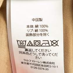 Pre Owned Polo Ralph Lauren Beige Cotton Logo Embroidered Crew Neck T-Shirt M