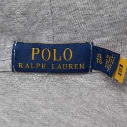 Pre Owned Polo Ralph Lauren Grey Cotton Knit Spa Terry Zipper Hoodie XL