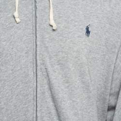 Pre Owned Polo Ralph Lauren Grey Cotton Knit Spa Terry Zipper Hoodie XL