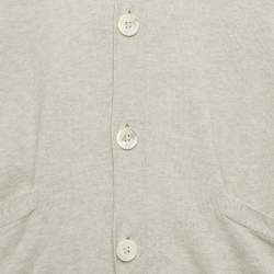 Pre Owned Polo Ralph Lauren Grey Logo Embroidered Rib Knit Buttoned Cardigan M