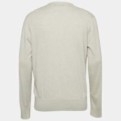 Pre Owned Polo Ralph Lauren Grey Logo Embroidered Rib Knit Buttoned Cardigan M