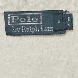 Pre Owned Polo Ralph Lauren Grey Logo Embroidered Rib Knit Buttoned Cardigan M