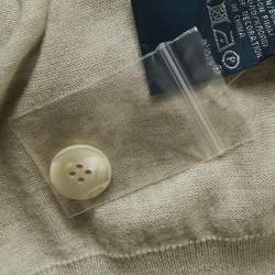 Pre Owned Polo Ralph Lauren Grey Logo Embroidered Rib Knit Buttoned Cardigan M