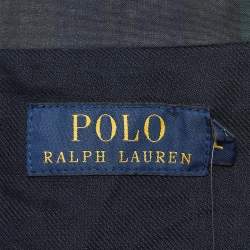 Polo Ralph Lauren Navy Blue/Green Plaid Cotton Beaufort Walking Coat L