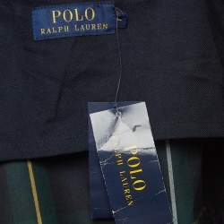 Polo Ralph Lauren Navy Blue/Green Plaid Cotton Beaufort Walking Coat L