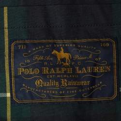 Polo Ralph Lauren Navy Blue/Green Plaid Cotton Beaufort Walking Coat L
