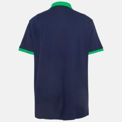 Pre Owned Polo Ralph Lauren Navy Blue Contrast Trim Cotton Pique Polo T-Shirt XXL