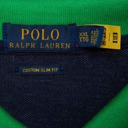 Pre Owned Polo Ralph Lauren Navy Blue Contrast Trim Cotton Pique Polo T-Shirt XXL