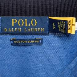 Pre Owned Polo Ralph Lauren Blue Embroidered Cotton Polo T-Shirt S