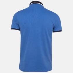 Pre Owned Polo Ralph Lauren Blue Embroidered Cotton Polo T-Shirt S