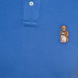Pre Owned Polo Ralph Lauren Blue Embroidered Cotton Polo T-Shirt S
