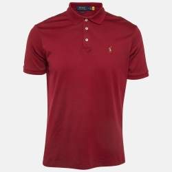 Pre Owned Polo Ralph Lauren Red Cotton Jersey Classic Fit Polo T-Shirt M