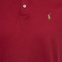 Pre Owned Polo Ralph Lauren Red Cotton Jersey Classic Fit Polo T-Shirt M
