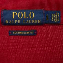 Pre Owned Polo Ralph Lauren Red Cotton Pique Polo T-Shirt L
