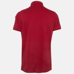 Pre Owned Polo Ralph Lauren Red Cotton Pique Polo T-Shirt L