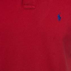 Pre Owned Polo Ralph Lauren Red Cotton Pique Polo T-Shirt L