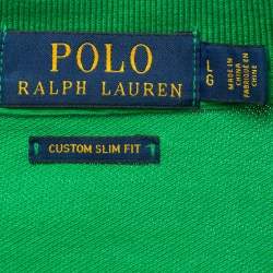 Pre Owned Polo Ralph Lauren Green Cotton Pique Slim Fit Polo T-Shirt L