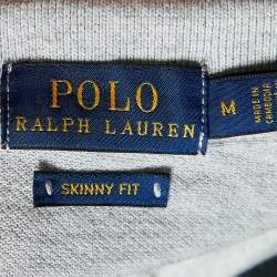 Pre Owned Polo Ralph Lauren Grey Cotton Pique Polo T-Shirt M
