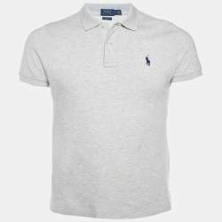 Pre Owned Polo Ralph Lauren Grey Cotton Pique Polo T-Shirt M