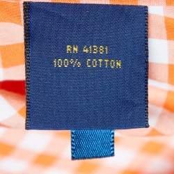 Pre Owned Polo Ralph Lauren Orange Gingham Check Cotton Long Sleeve Shirt S
