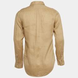 Pre Owned Polo Ralph Lauren Beige Linen Slim Fit Buttoned Front Shirt S