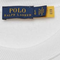 Pre Owned Polo Ralph Lauren White Logo Embroidered Knit Sweatshirt L