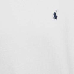 Pre Owned Polo Ralph Lauren White Logo Embroidered Knit Sweatshirt L