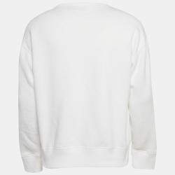 Pre Owned Polo Ralph Lauren White Logo Embroidered Knit Sweatshirt L