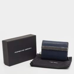 Porsche Design x Secrid Navy Blue Leather Trifold Wallet