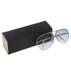 Pre Owned Porsche Design Gold Tone/Blue Gradient P'8478 Aviator Sunglasses